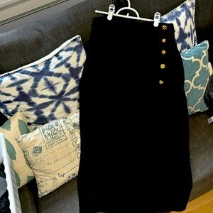 Zara tweed textured midi skirt with sailor button detail